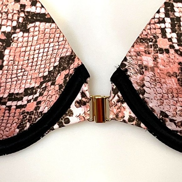 NWOT VICTORIA’S SECRET PINK SNAKE PRINT VERY SEXY PUSH UP BRA CAGE BACK SIZE 34B - Picture 7 of 13
